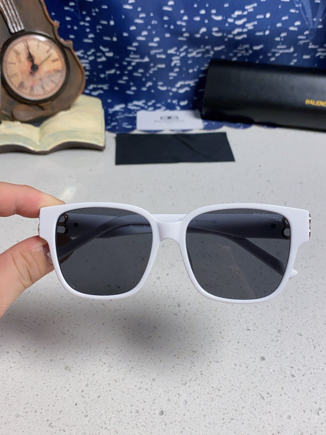 Balenciaga Folding Square Blue Lens Sunglasses for Men & Women - 416120 - detail image 5