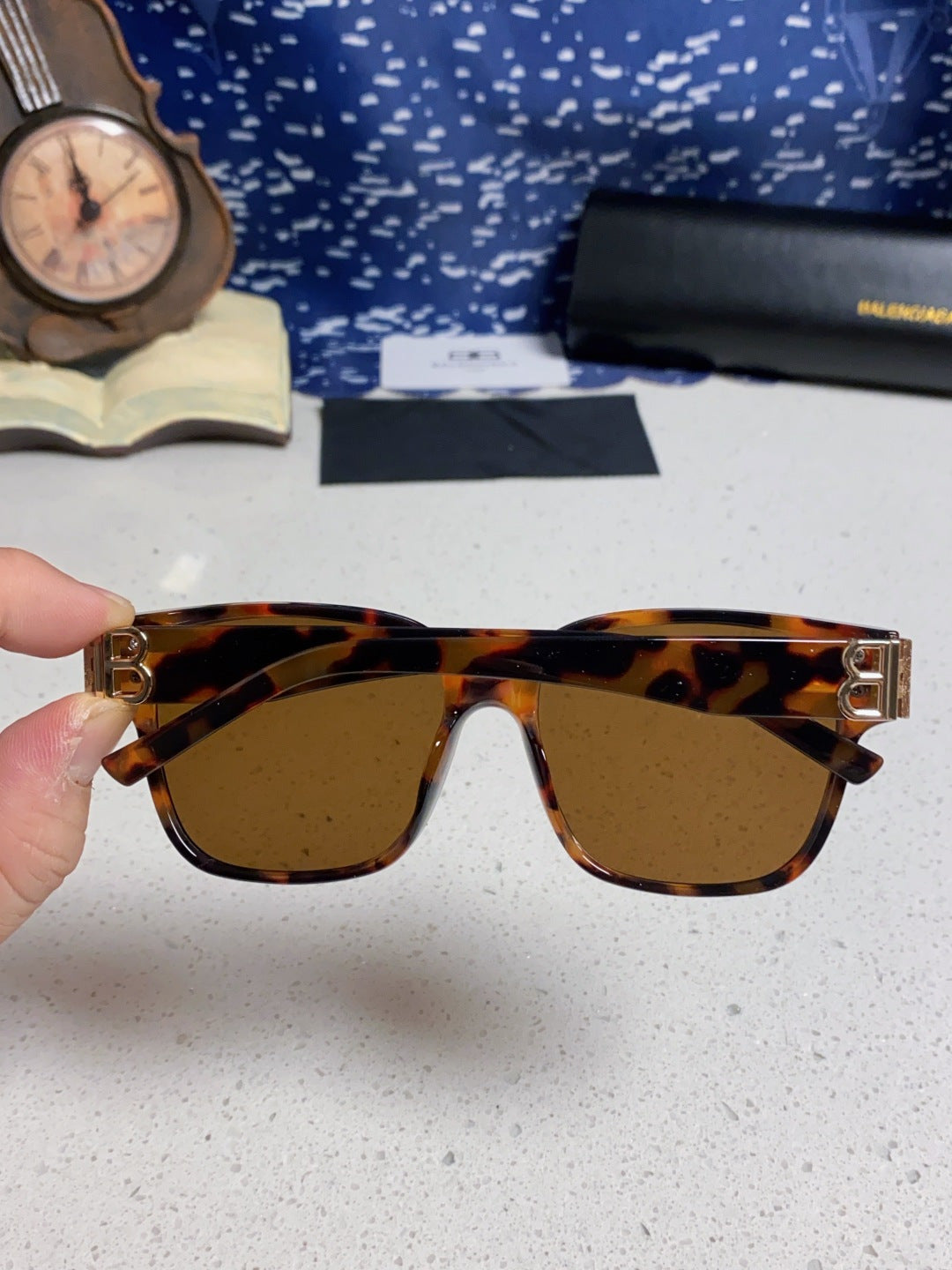 Balenciaga Folding Square Brown Lens Sunglasses for Men & Women - 416121 - detail image 5