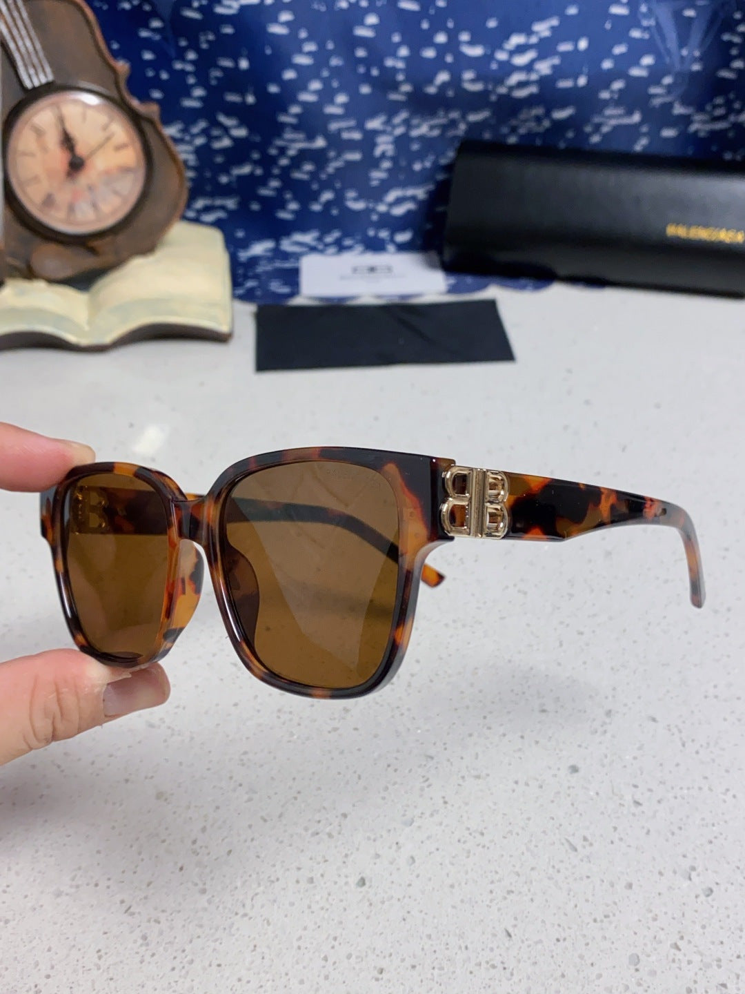 Balenciaga Folding Square Brown Lens Sunglasses for Men & Women - 416121 - detail image 6