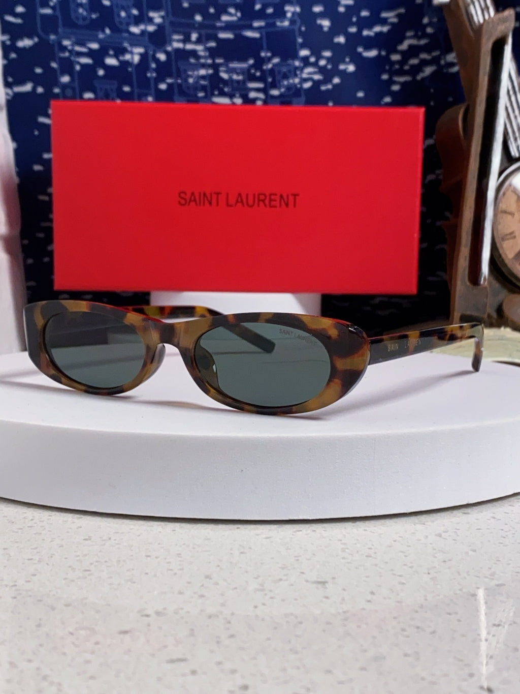Saint Laurent SL557 Oval Black Lens Sunglasses for Men & Women
