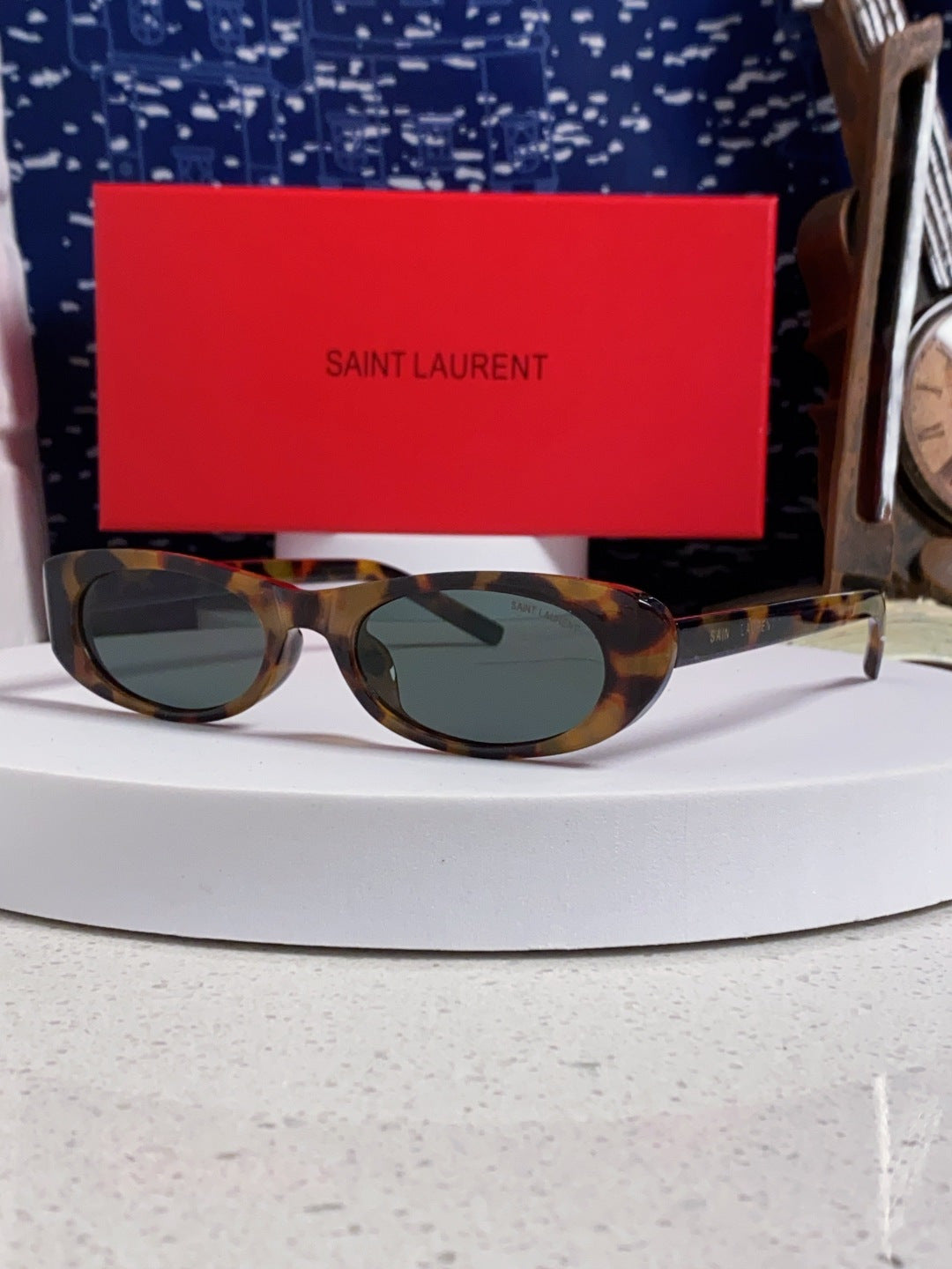 Saint Laurent SL557 Oval Black Lens Sunglasses for Men & Women