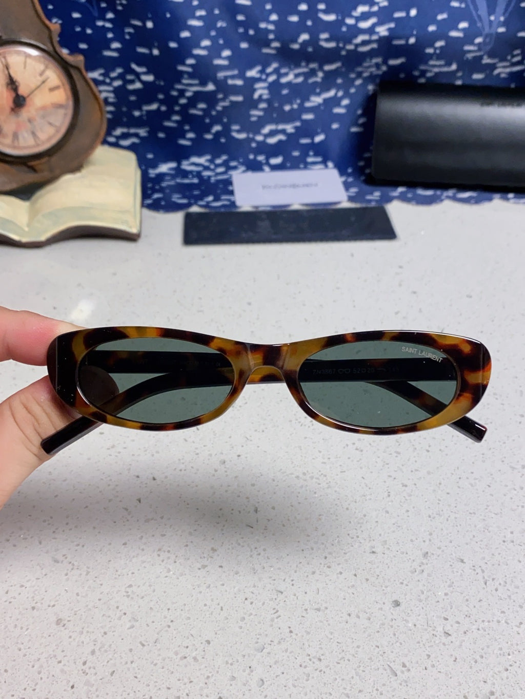 Saint Laurent SL557 Oval Black Lens Sunglasses for Men & Women - detail image 4