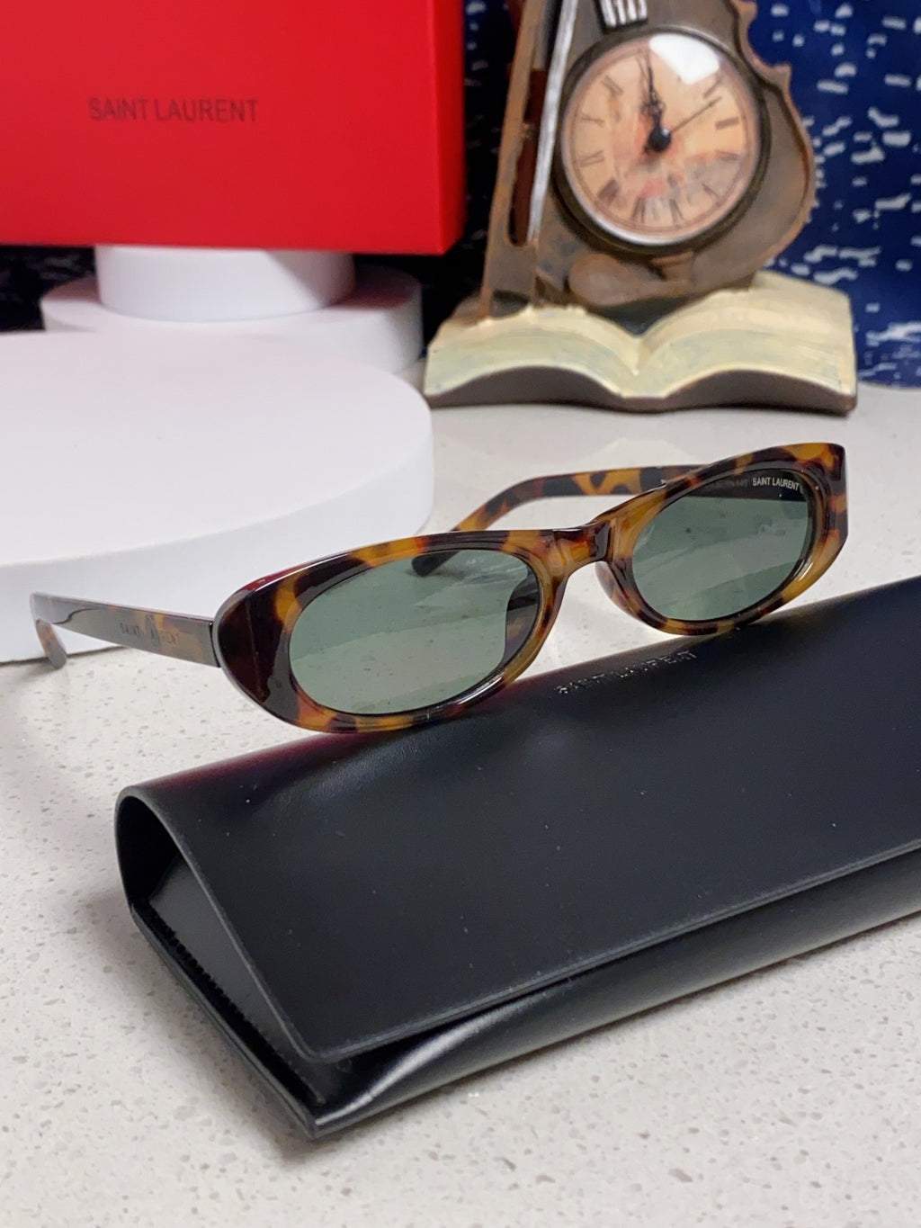 Saint Laurent SL557 Oval Black Lens Sunglasses for Men & Women - detail image 9