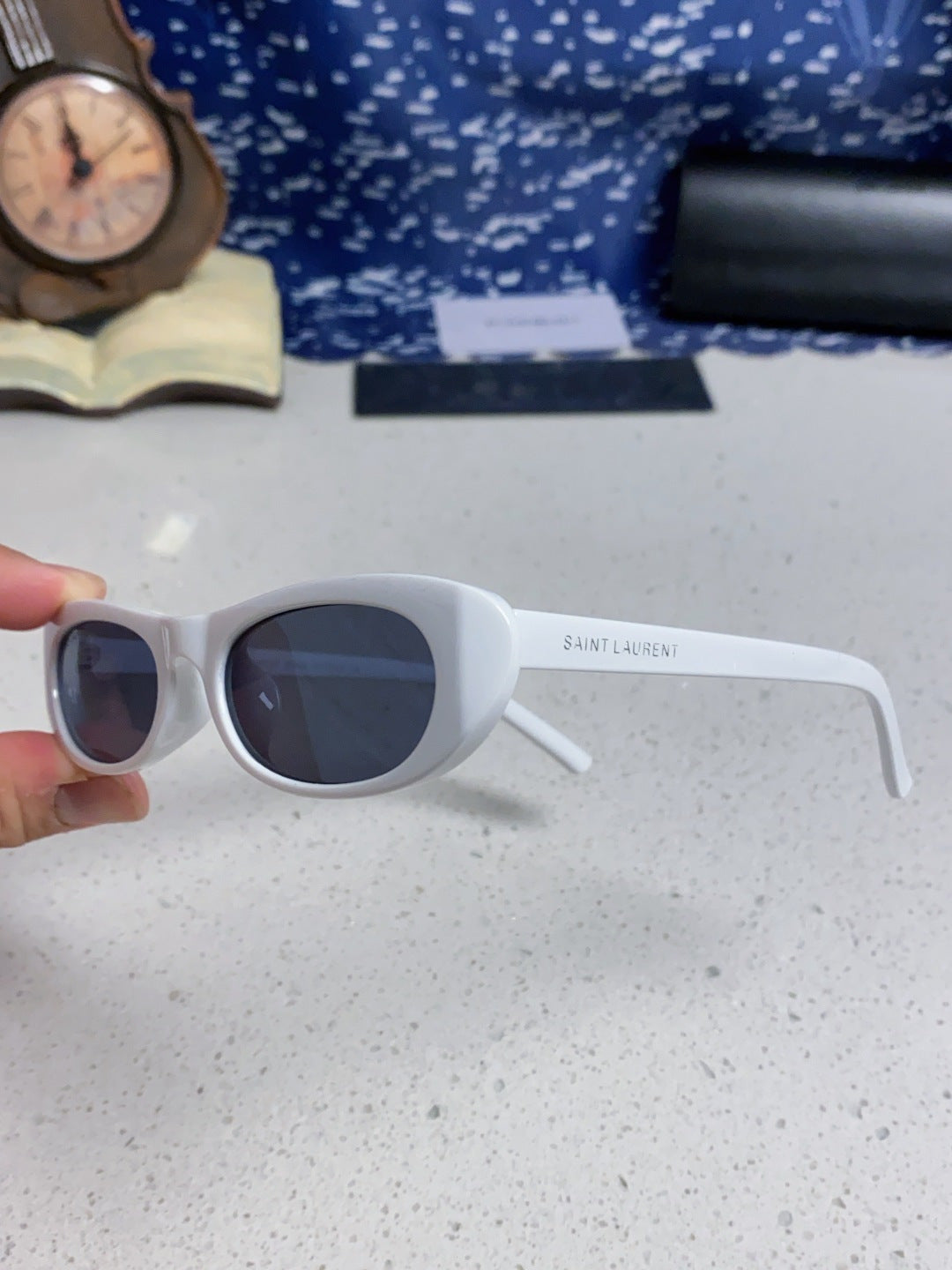 Saint Laurent SL557 Oval Silver Lens Sunglasses for Men & Women - detail image 6