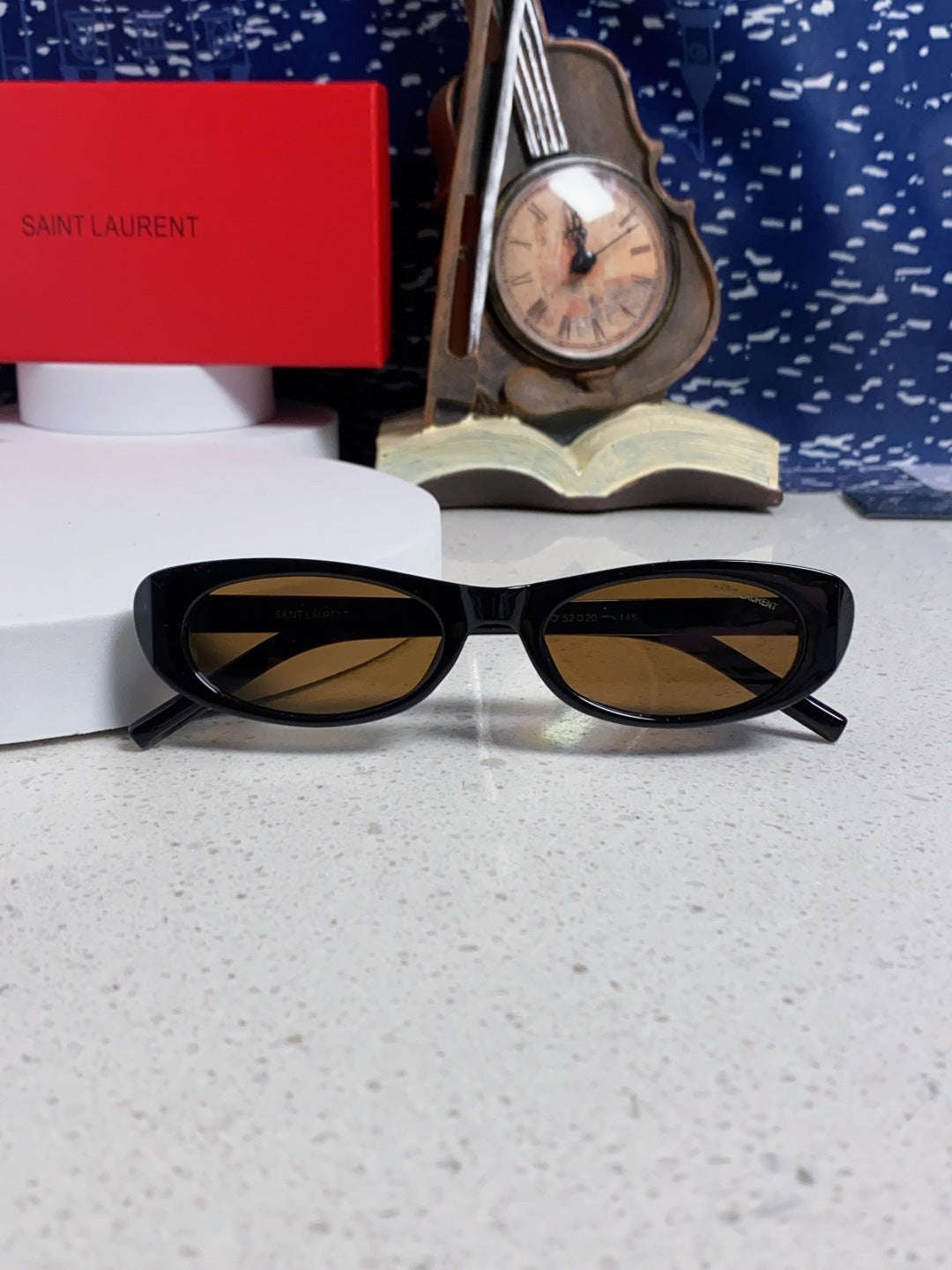 Saint Laurent SL557 Oval Brown Lens Sunglasses for Men & Women - detail image 9