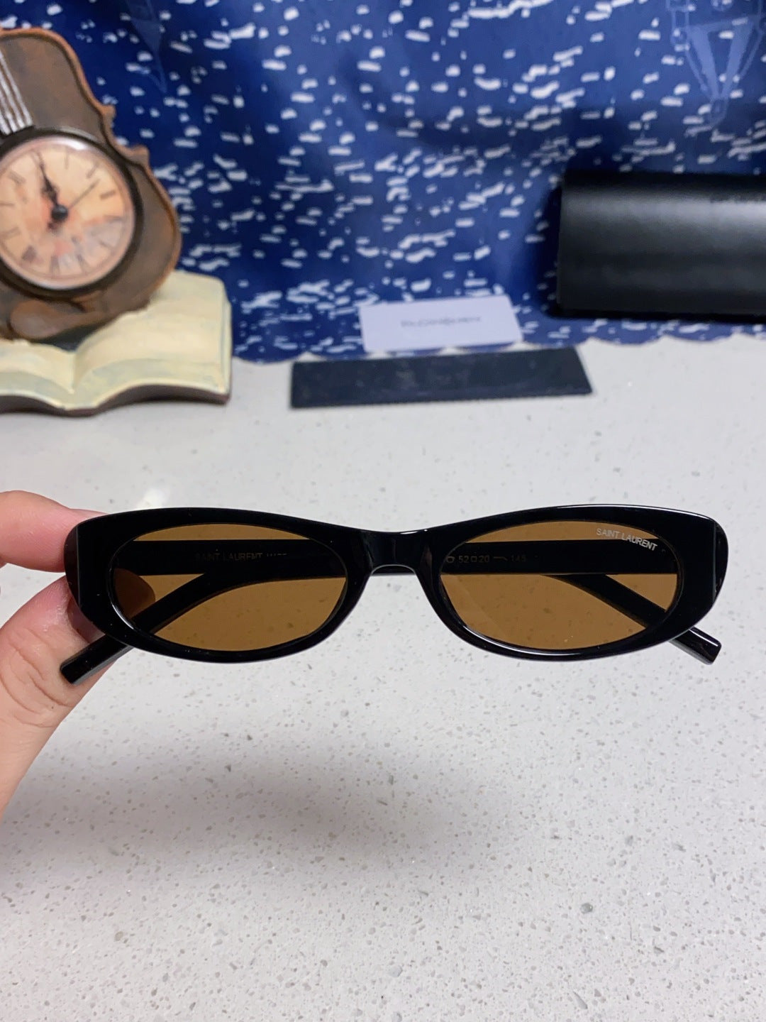 Saint Laurent SL557 Oval Brown Lens Sunglasses for Men & Women - detail image 4