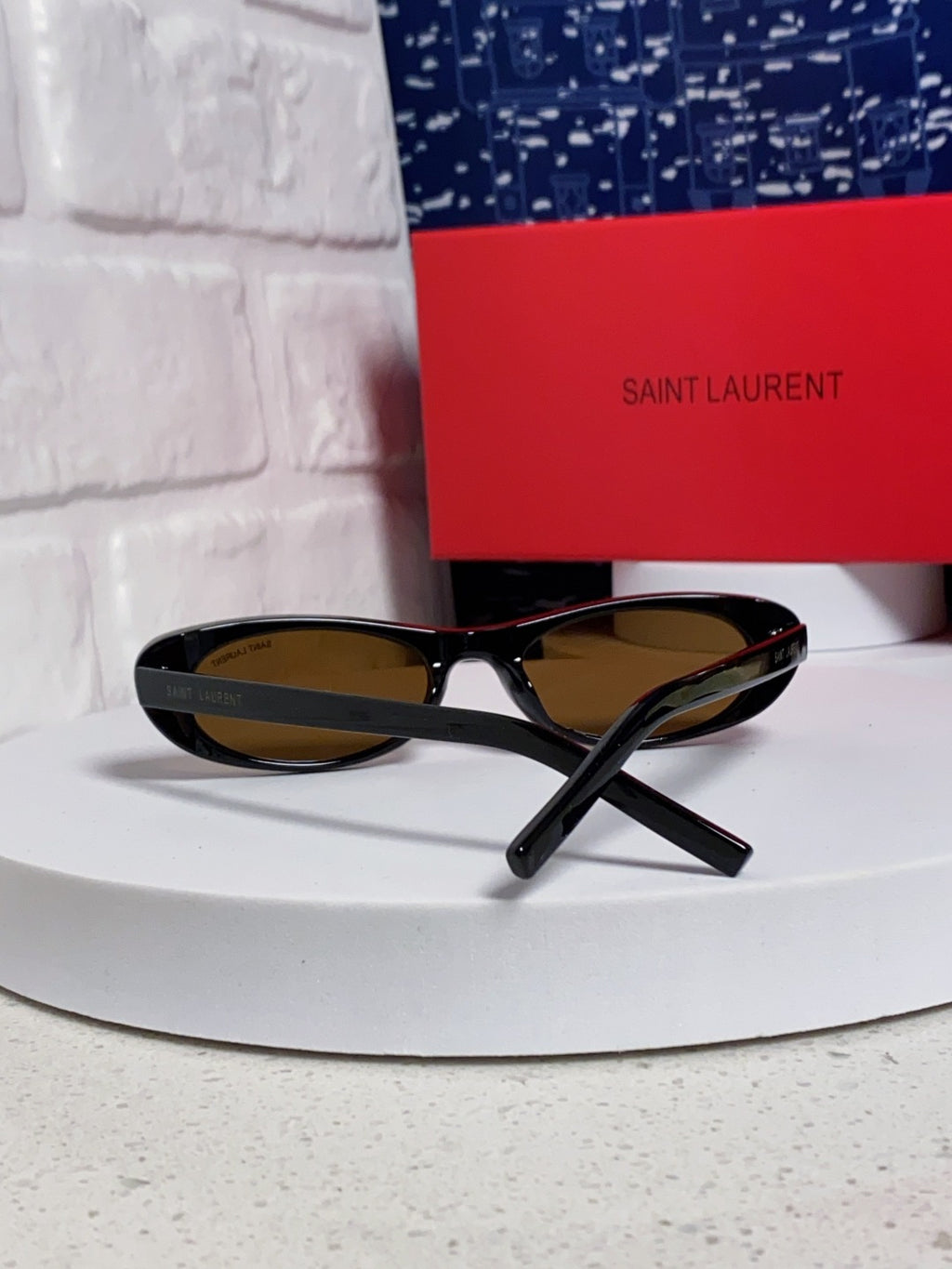 Saint Laurent SL557 Oval Brown Lens Sunglasses for Men & Women - detail image 3