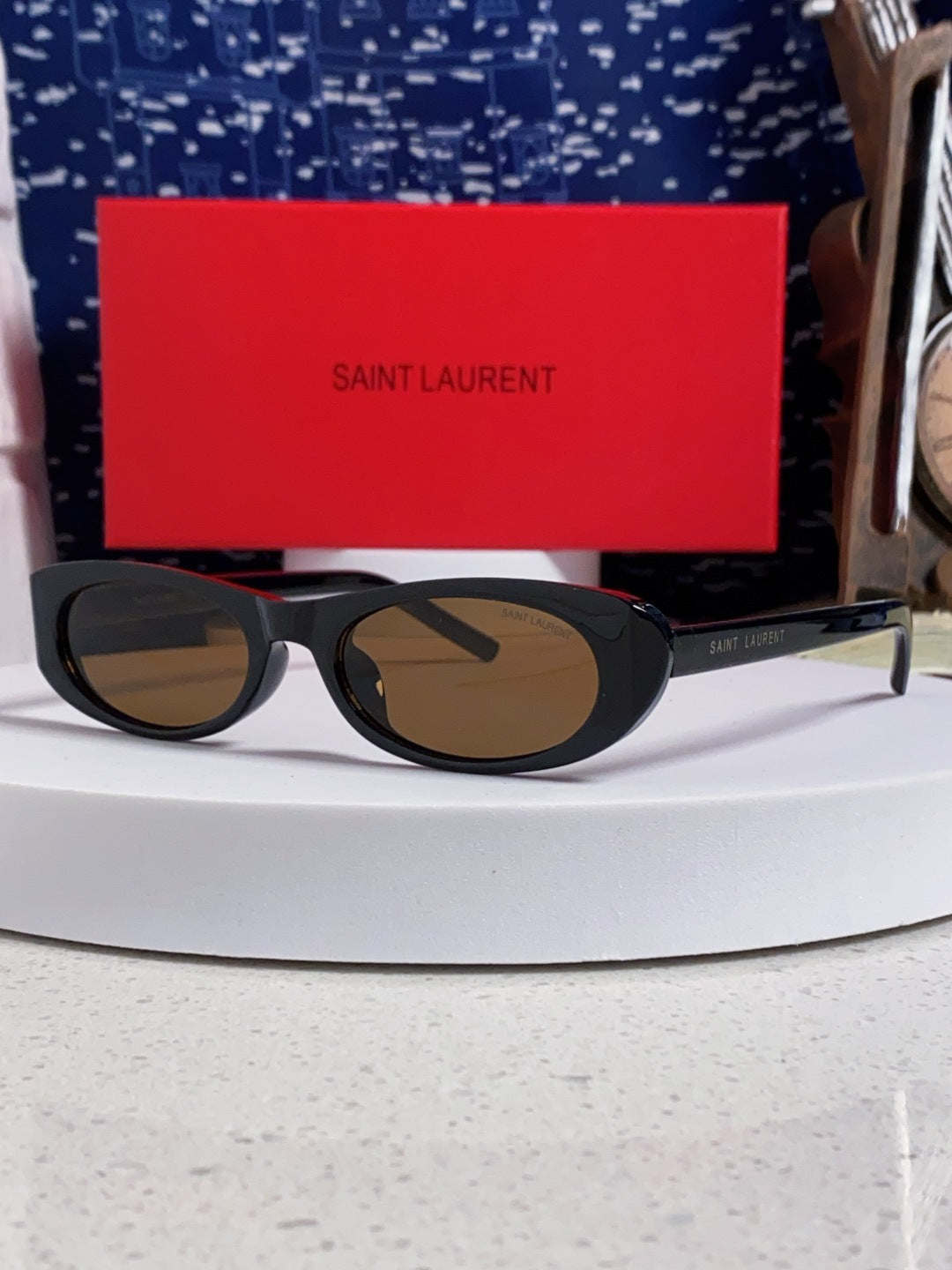 Saint Laurent SL557 Oval Brown Lens Sunglasses for Men & Women
