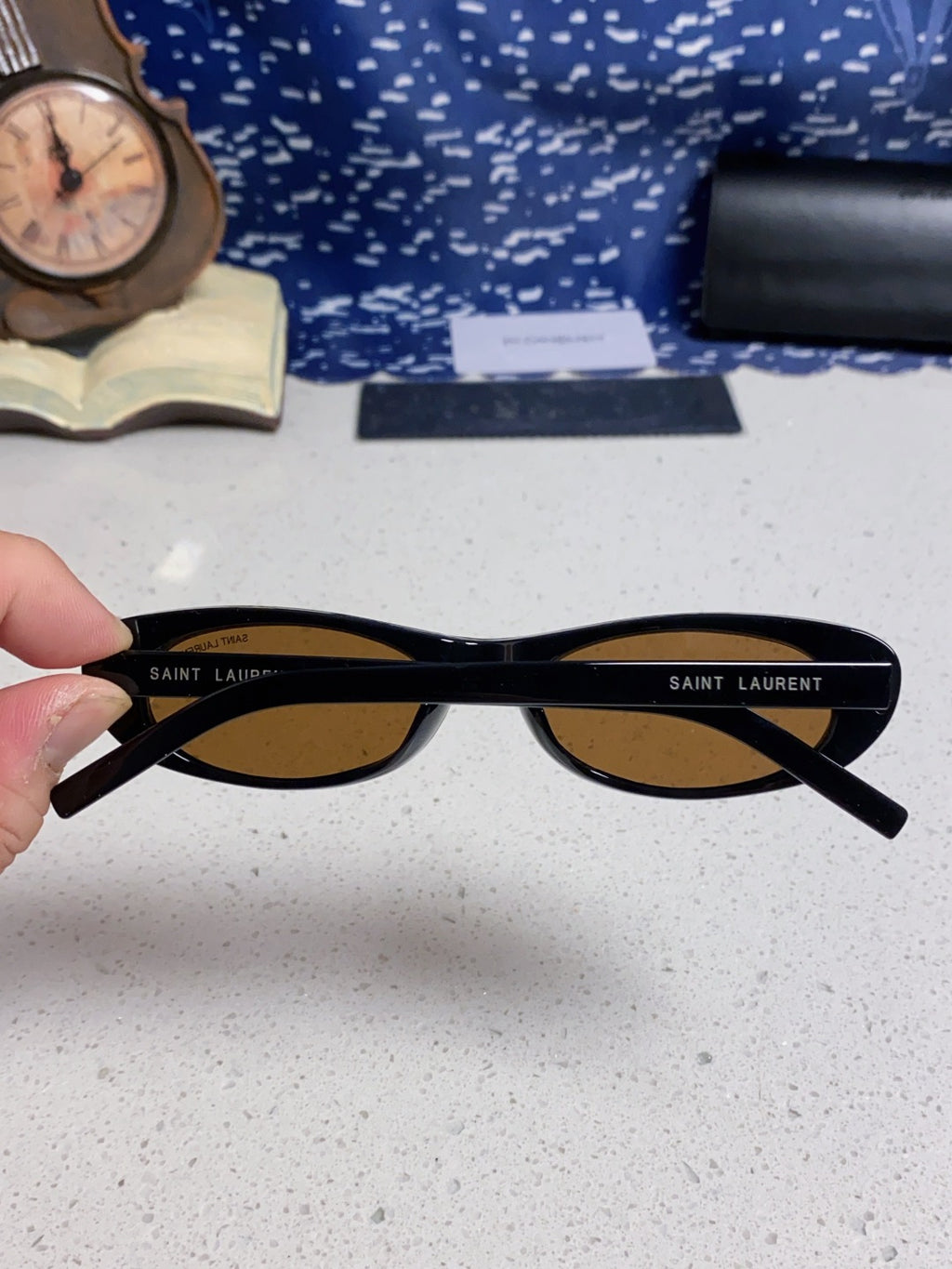 Saint Laurent SL557 Oval Brown Lens Sunglasses for Men & Women - detail image 5