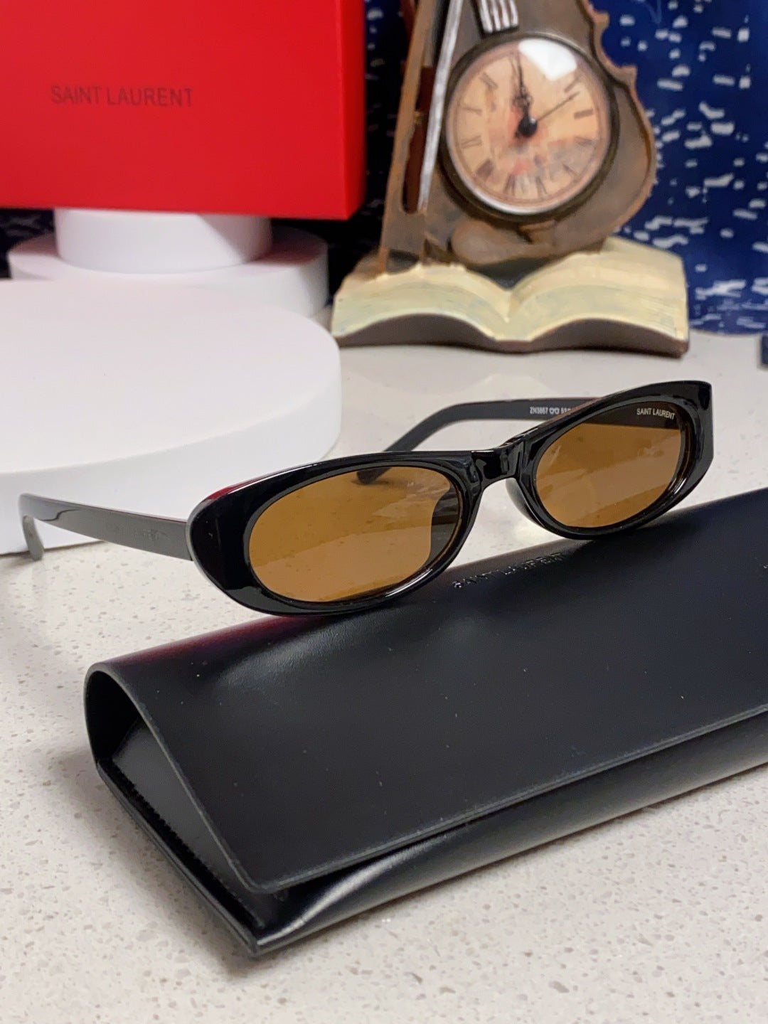 Saint Laurent SL557 Oval Brown Lens Sunglasses for Men & Women - detail image 10