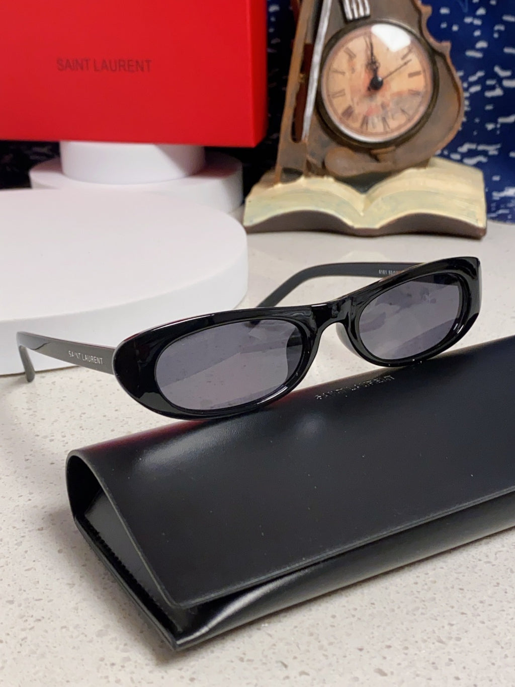Saint Laurent SL557 Oval Red Lens Sunglasses for Men & Women - detail image 11