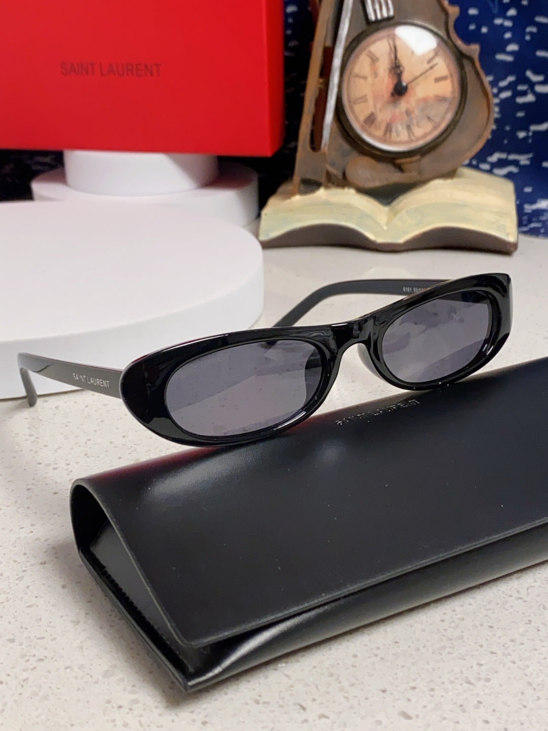 Saint Laurent SL557 Oval Red Lens Sunglasses for Men & Women - detail image 11