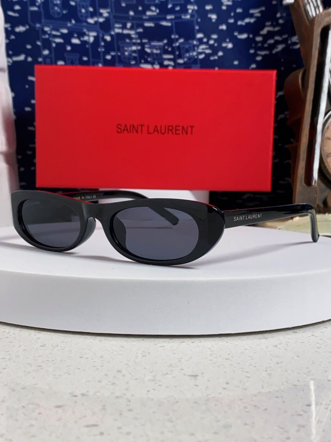 Saint Laurent SL557 Oval Red Lens Sunglasses for Men & Women - detail image 3