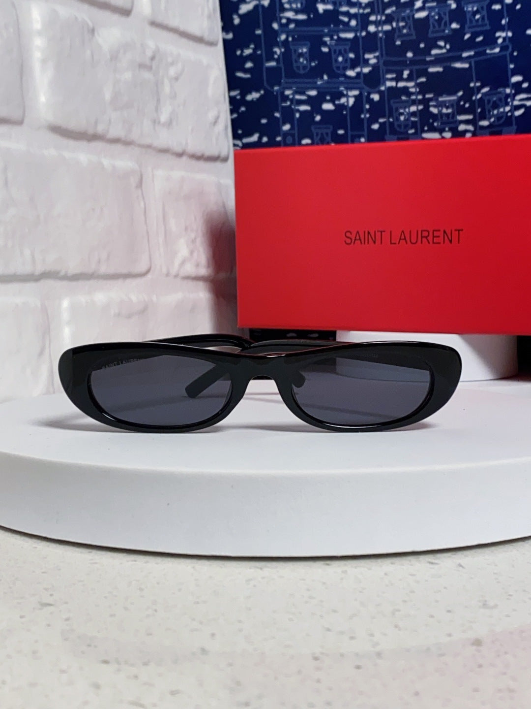 Saint Laurent SL557 Oval Red Lens Sunglasses for Men & Women - detail image 2