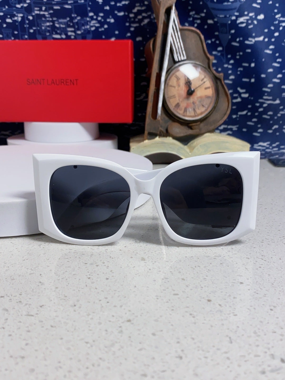 Saint Laurent Oversized Silver Lens Sunglasses for Women - detail image 9