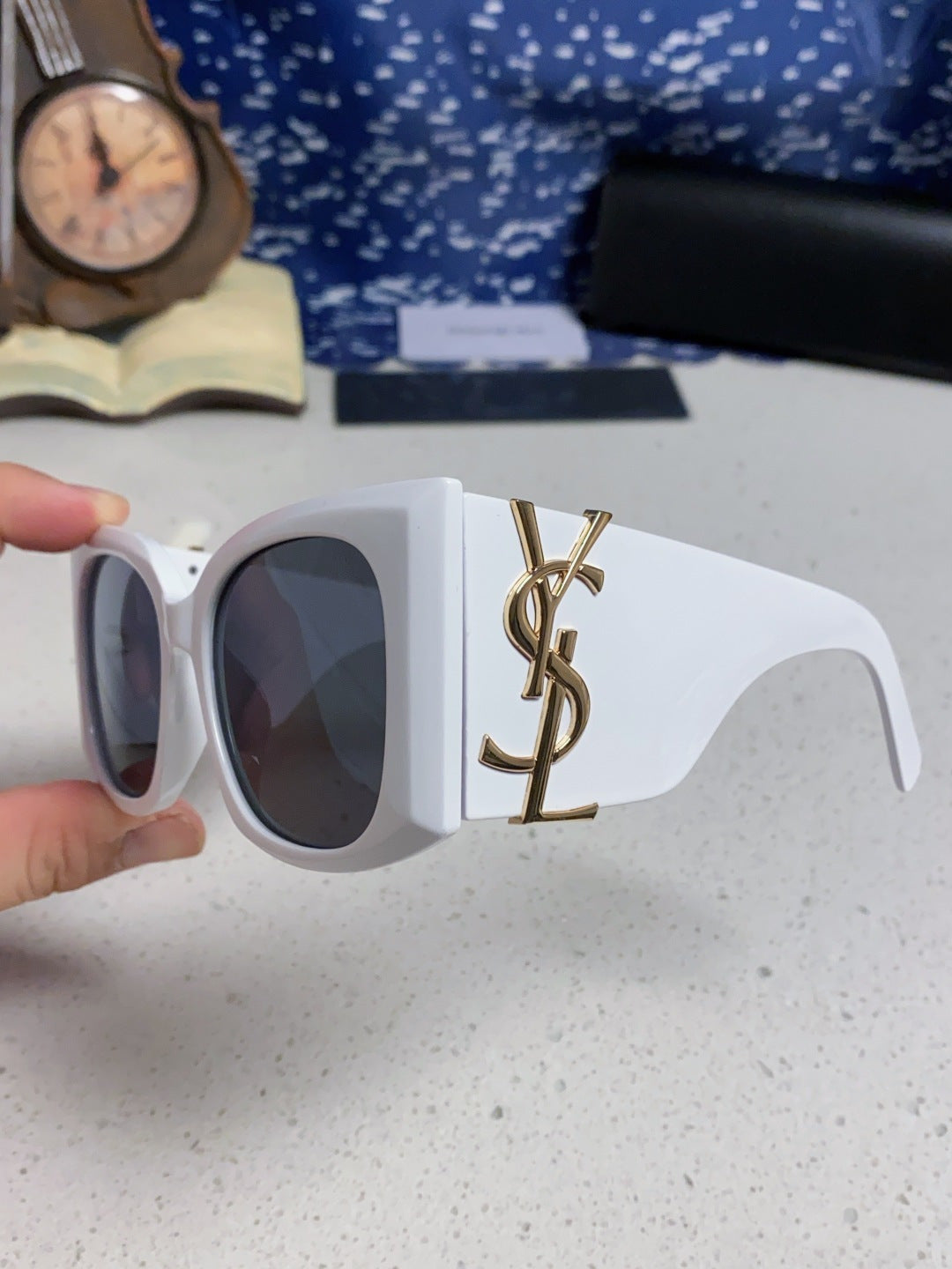 Saint Laurent Oversized Silver Lens Sunglasses for Women - detail image 6