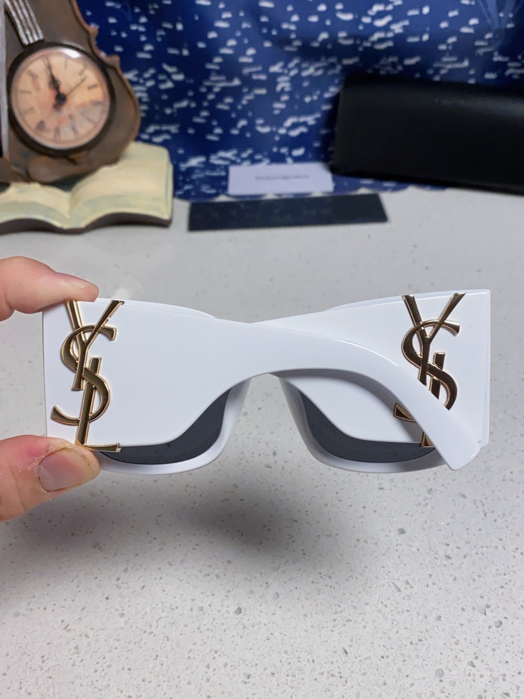 Saint Laurent Oversized Silver Lens Sunglasses for Women - detail image 5