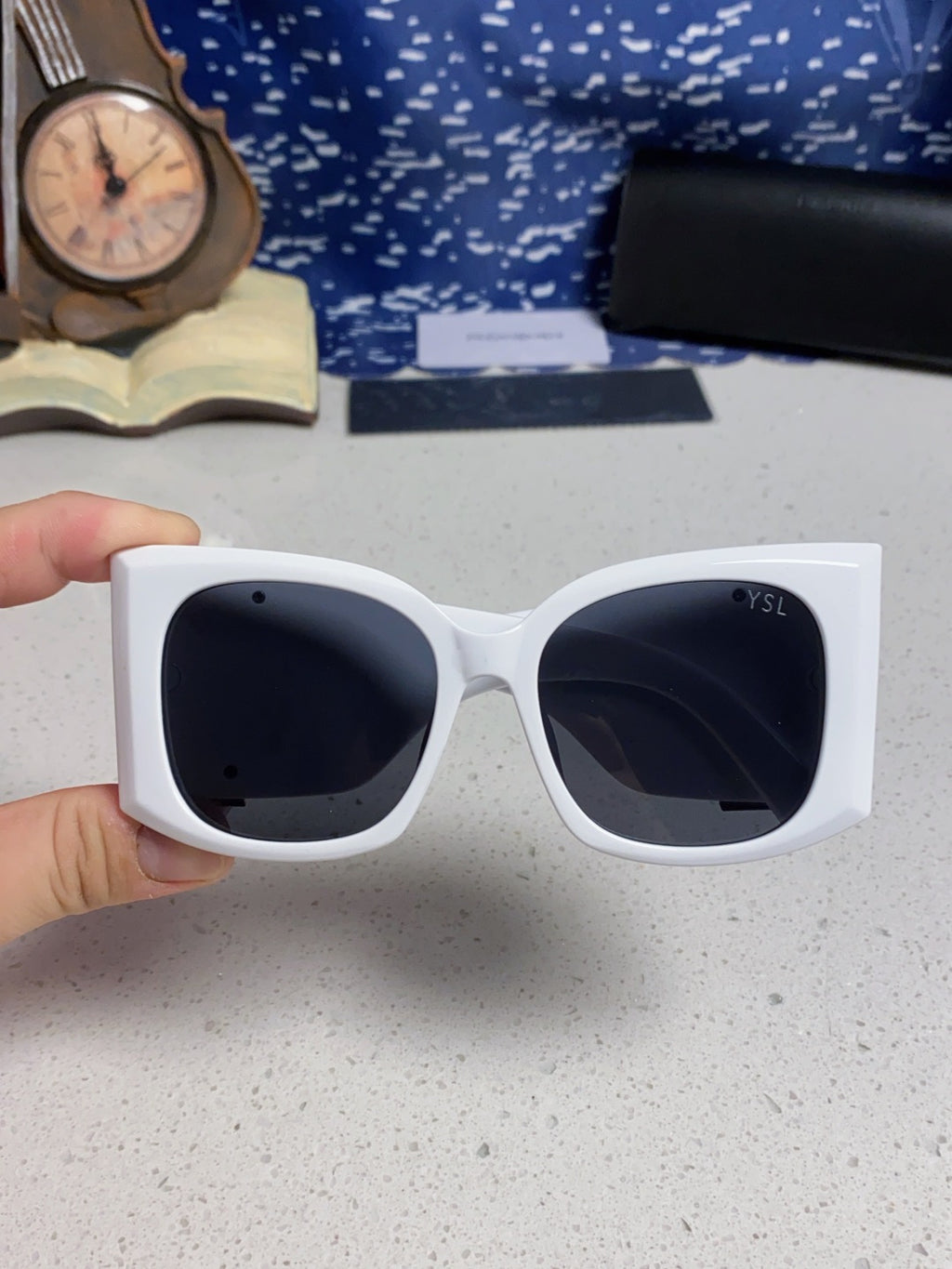 Saint Laurent Oversized Silver Lens Sunglasses for Women - detail image 4