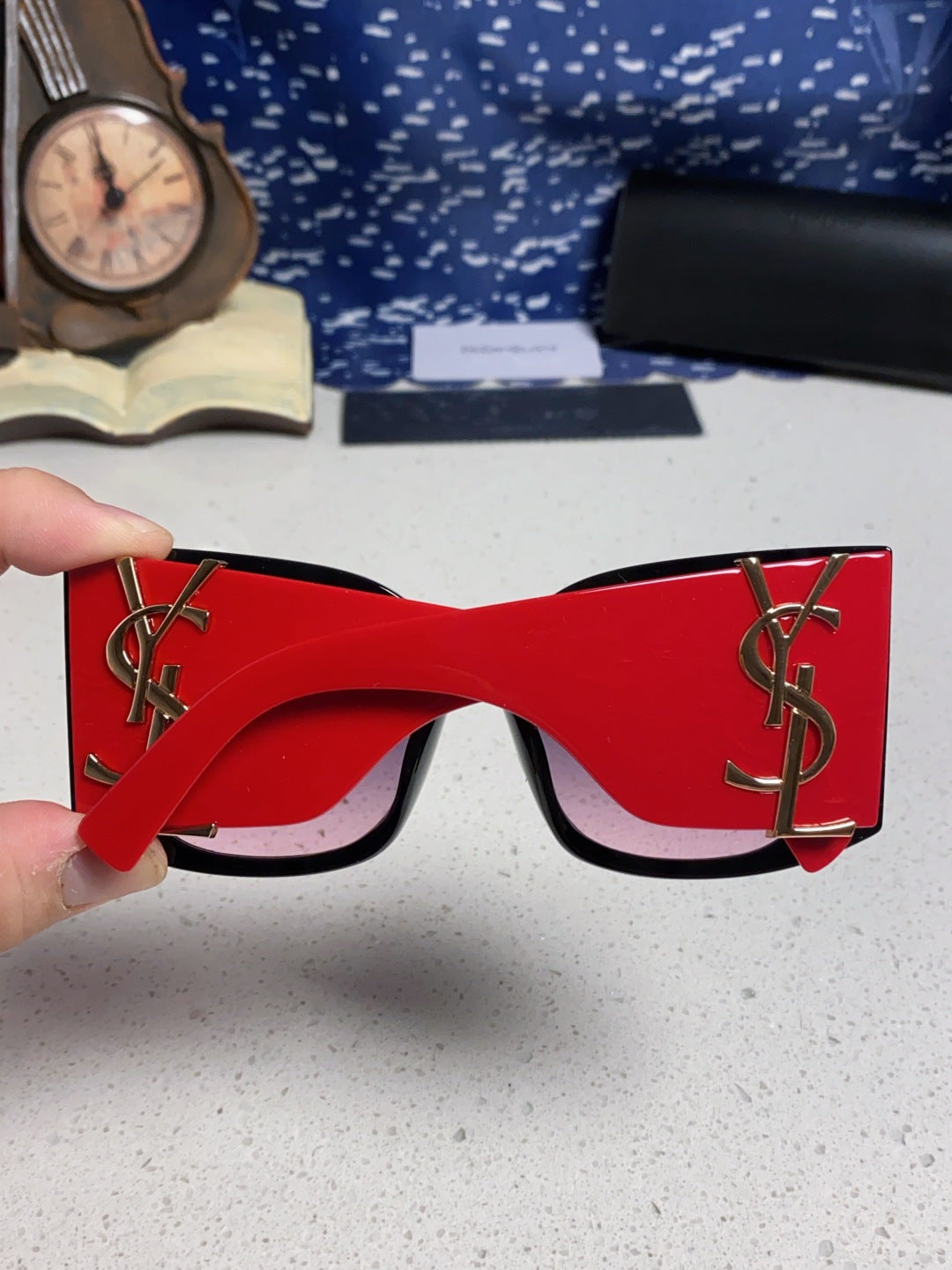 Saint Laurent Oversized Red Lens Sunglasses for Women - detail image 5