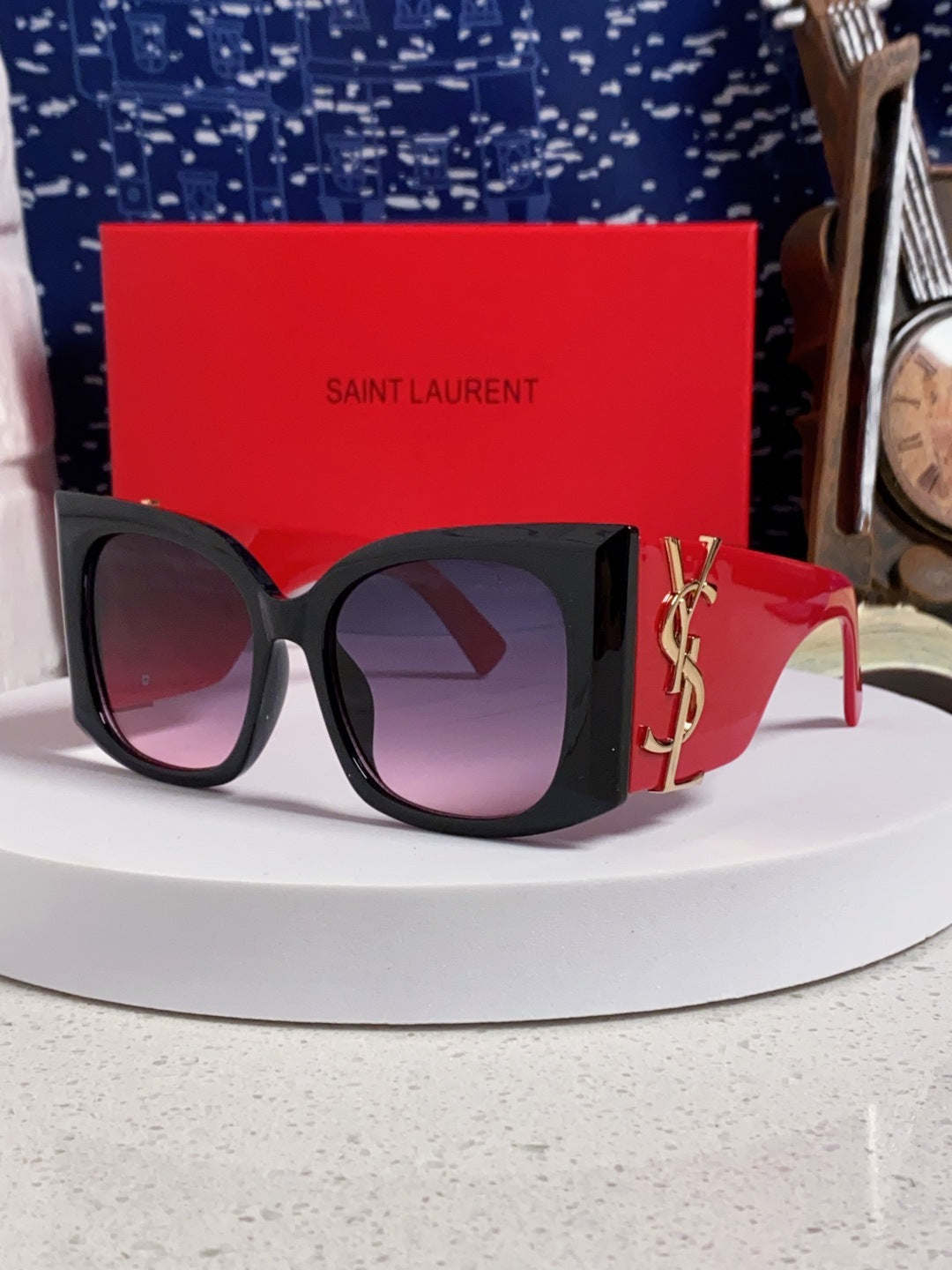 Saint Laurent Oversized Red Lens Sunglasses for Women
