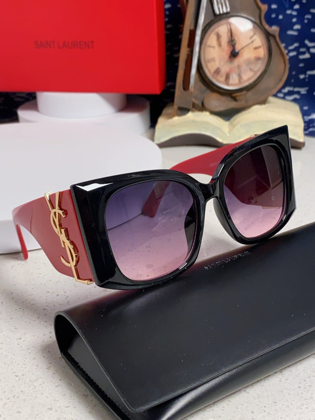 Saint Laurent Oversized Red Lens Sunglasses for Women - detail image 10