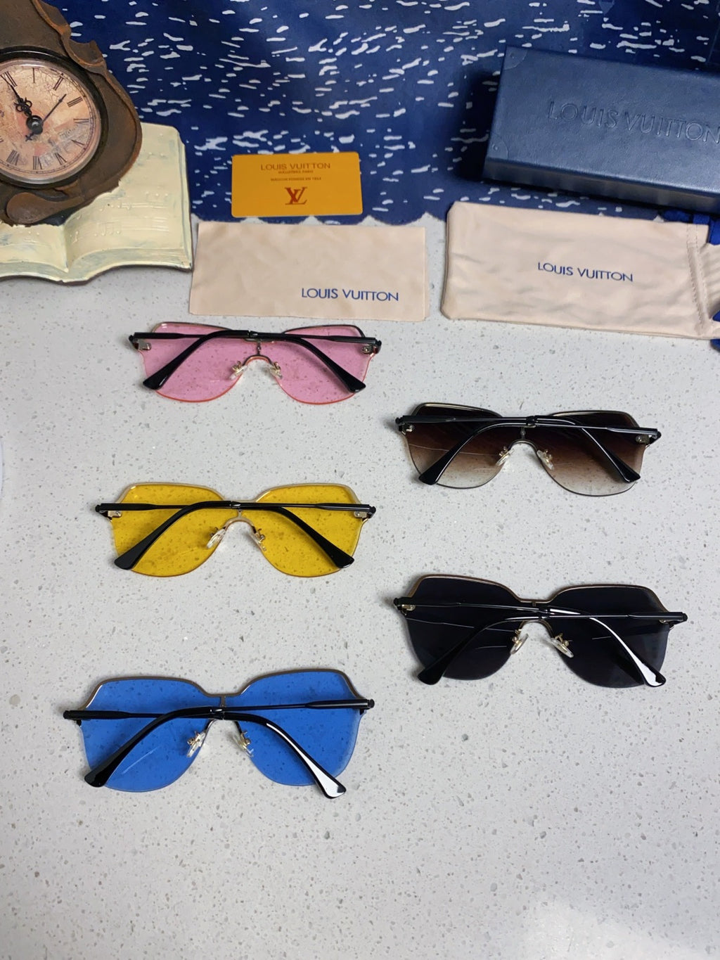Louis Vuitton Lightweight Rimless Blue Lens Sunglasses for Women - detail image 9