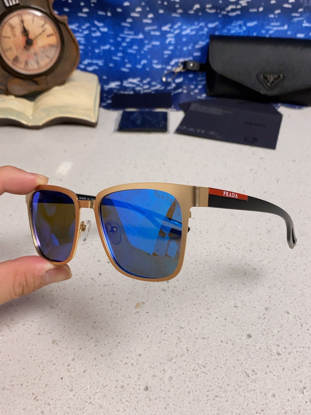 Prada Fashion Blue Lens Sunglasses for Men & Women - detail image 6