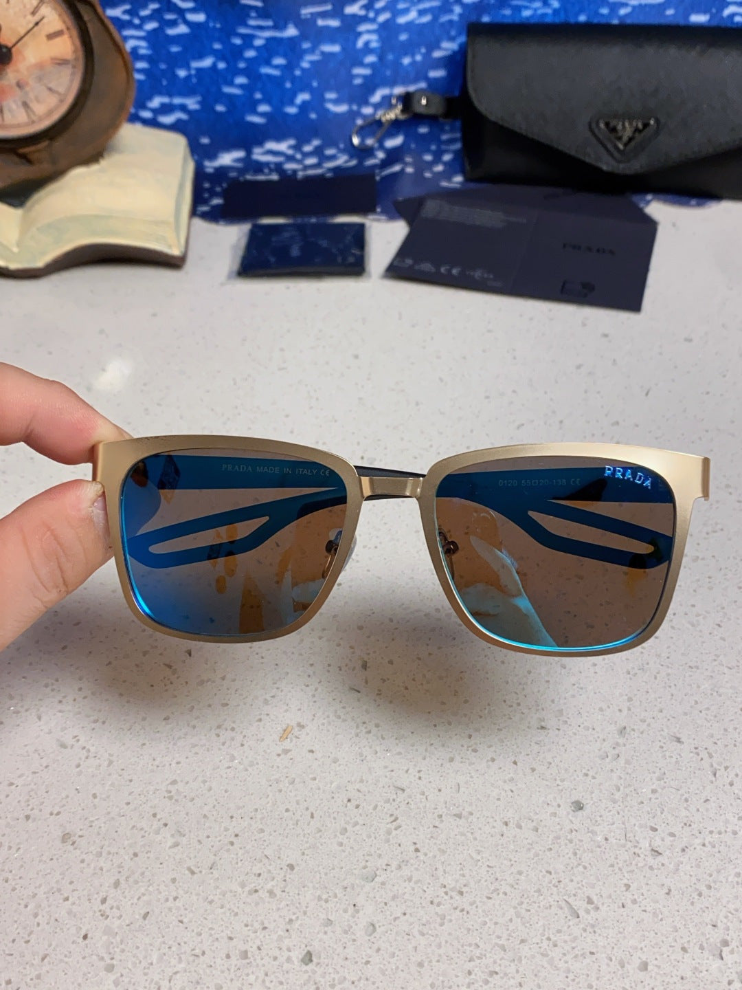 Prada Fashion Blue Lens Sunglasses for Men & Women - detail image 4