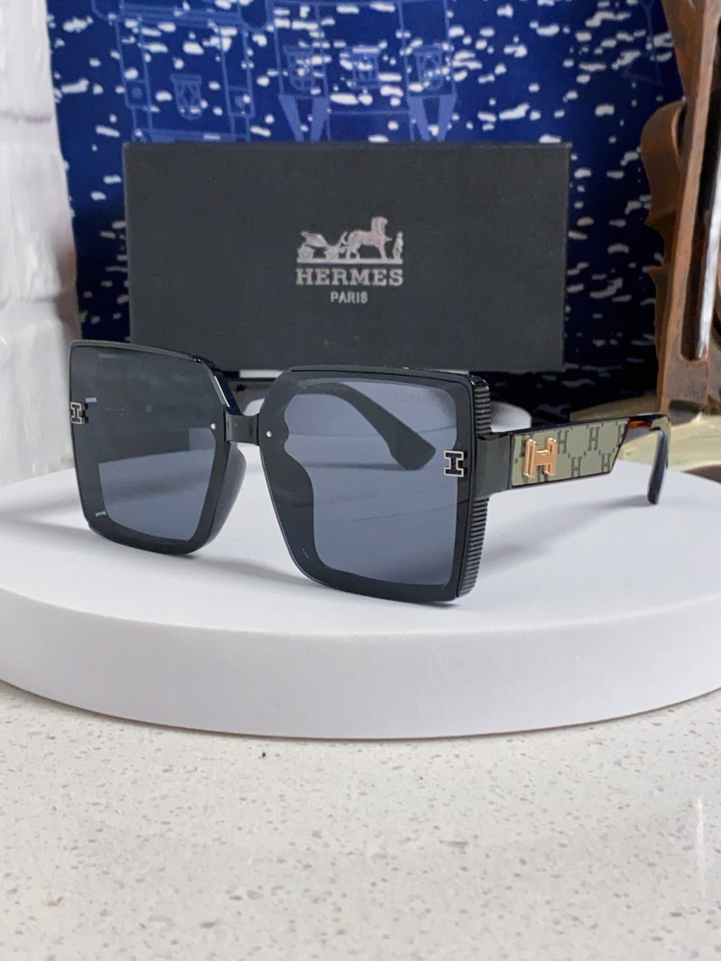 Hermès Square Silver Lens Sunglasses for Women