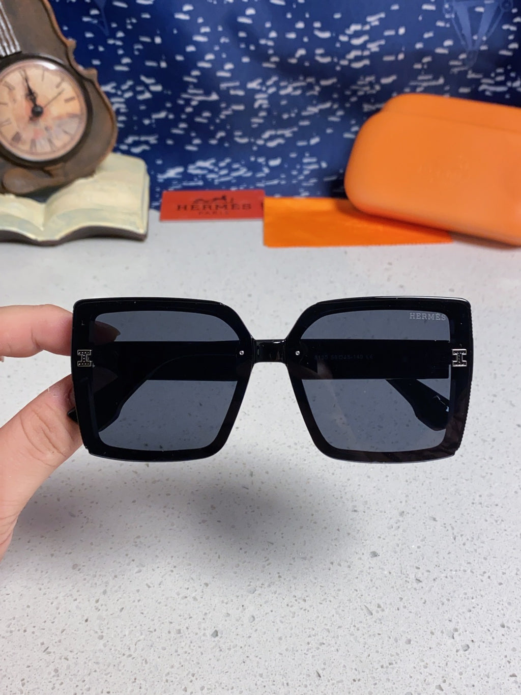 Hermès Square Silver Lens Sunglasses for Women - detail image 4