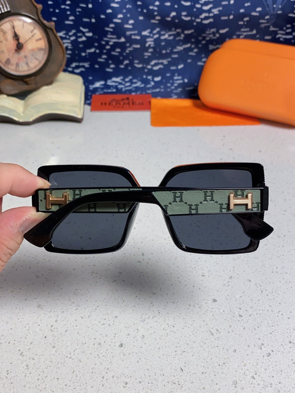 Hermès Square Silver Lens Sunglasses for Women - detail image 5