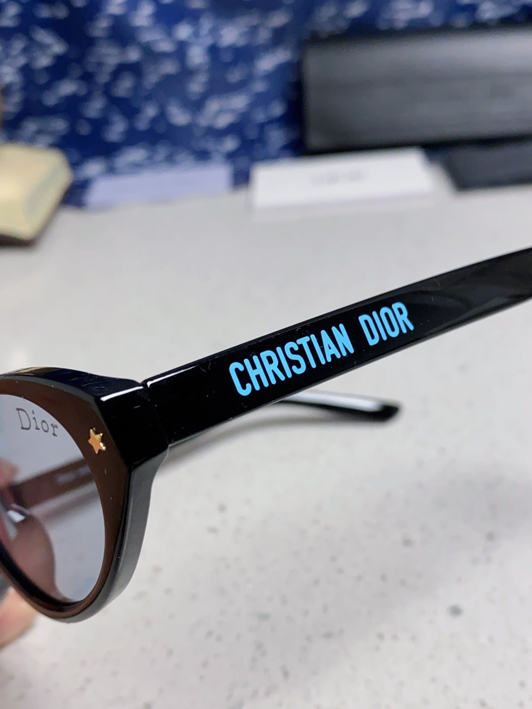 Dior Cat-Eye Blue Lens Sunglasses for Women - 415543 - detail image 7