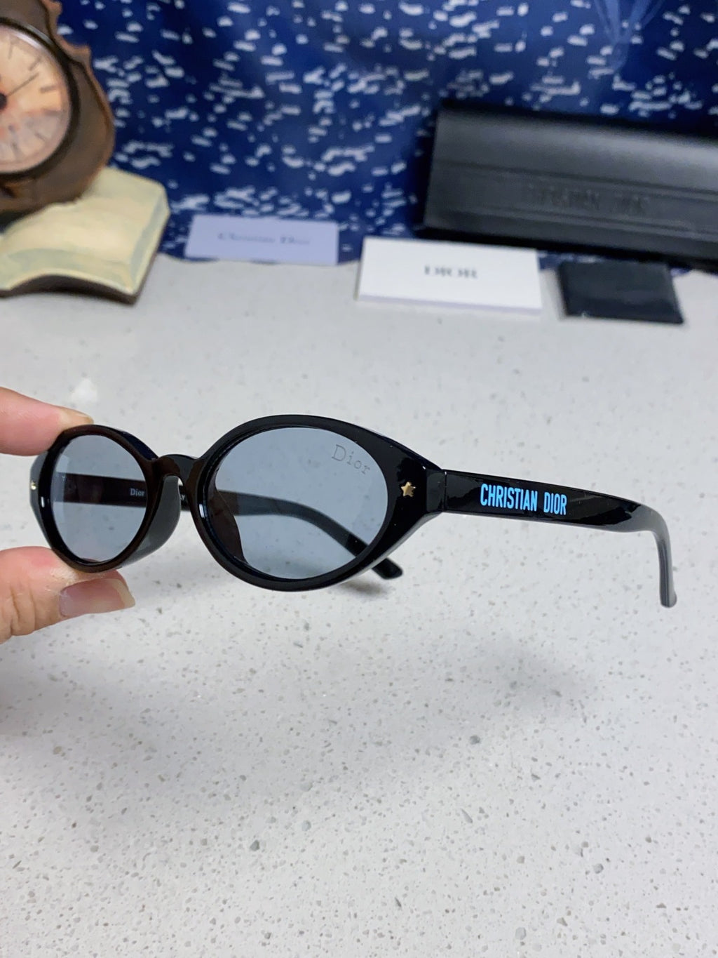 Dior Cat-Eye Blue Lens Sunglasses for Women - 415543 - detail image 6