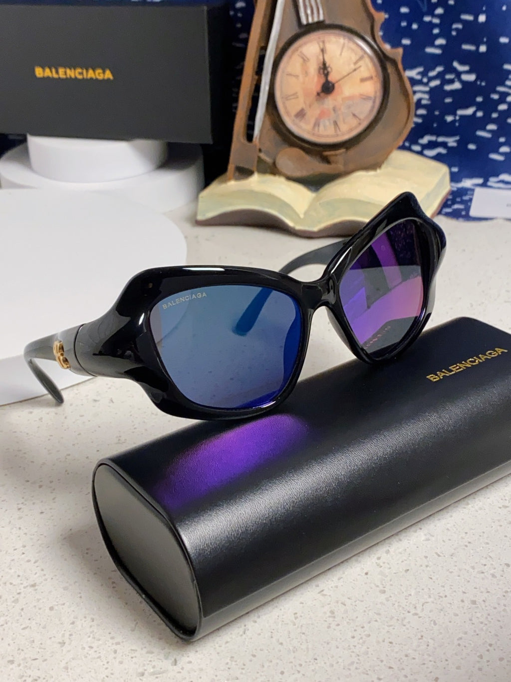 Balenciaga Oversized Blue Lens Sunglasses for Women - 358628 - detail image 10