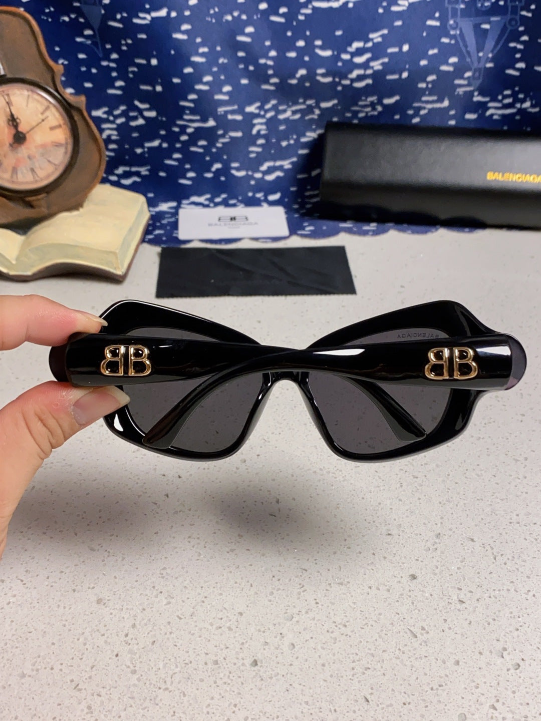 Balenciaga Oversized Blue Lens Sunglasses for Women - 358628 - detail image 5