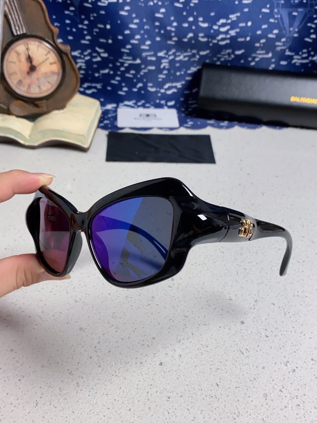 Balenciaga Oversized Blue Lens Sunglasses for Women - 432528 - detail image 6
