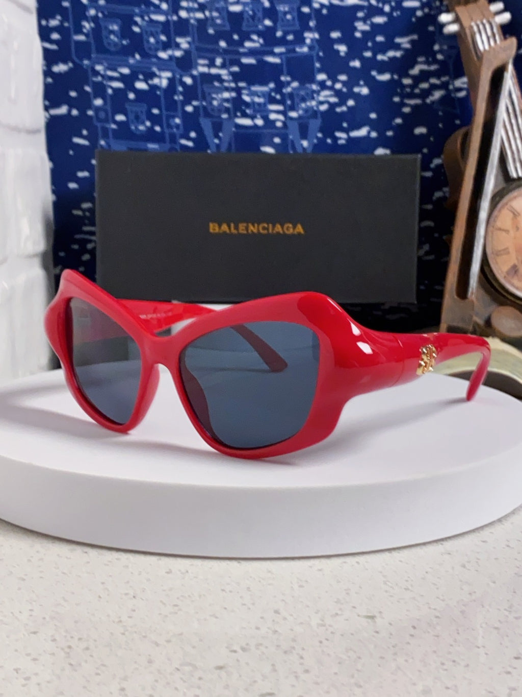 Balenciaga Oversized Red Lens Sunglasses for Women - 358630