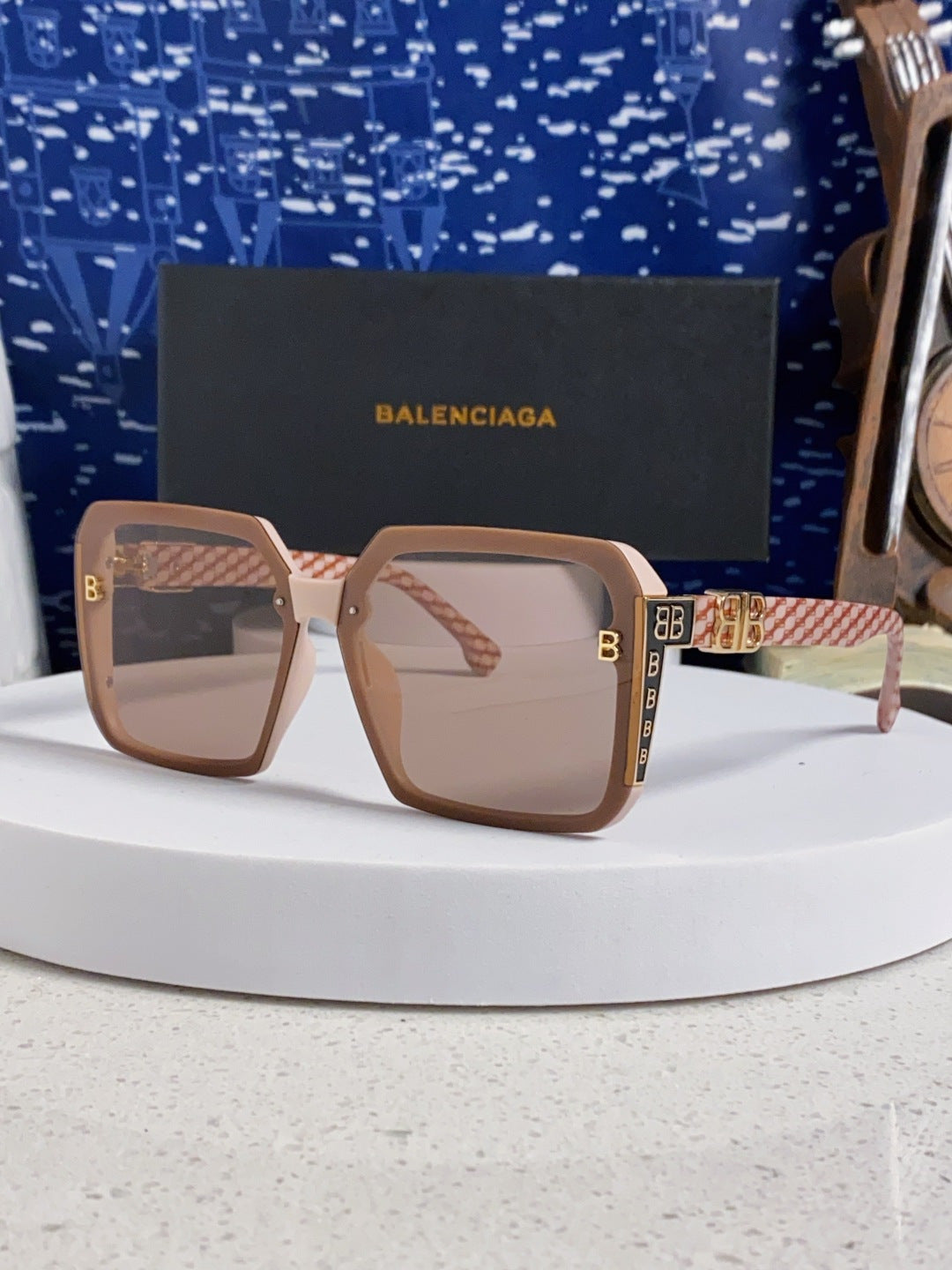 Balenciaga Square Red Lens Sunglasses for Men & Women - 416112