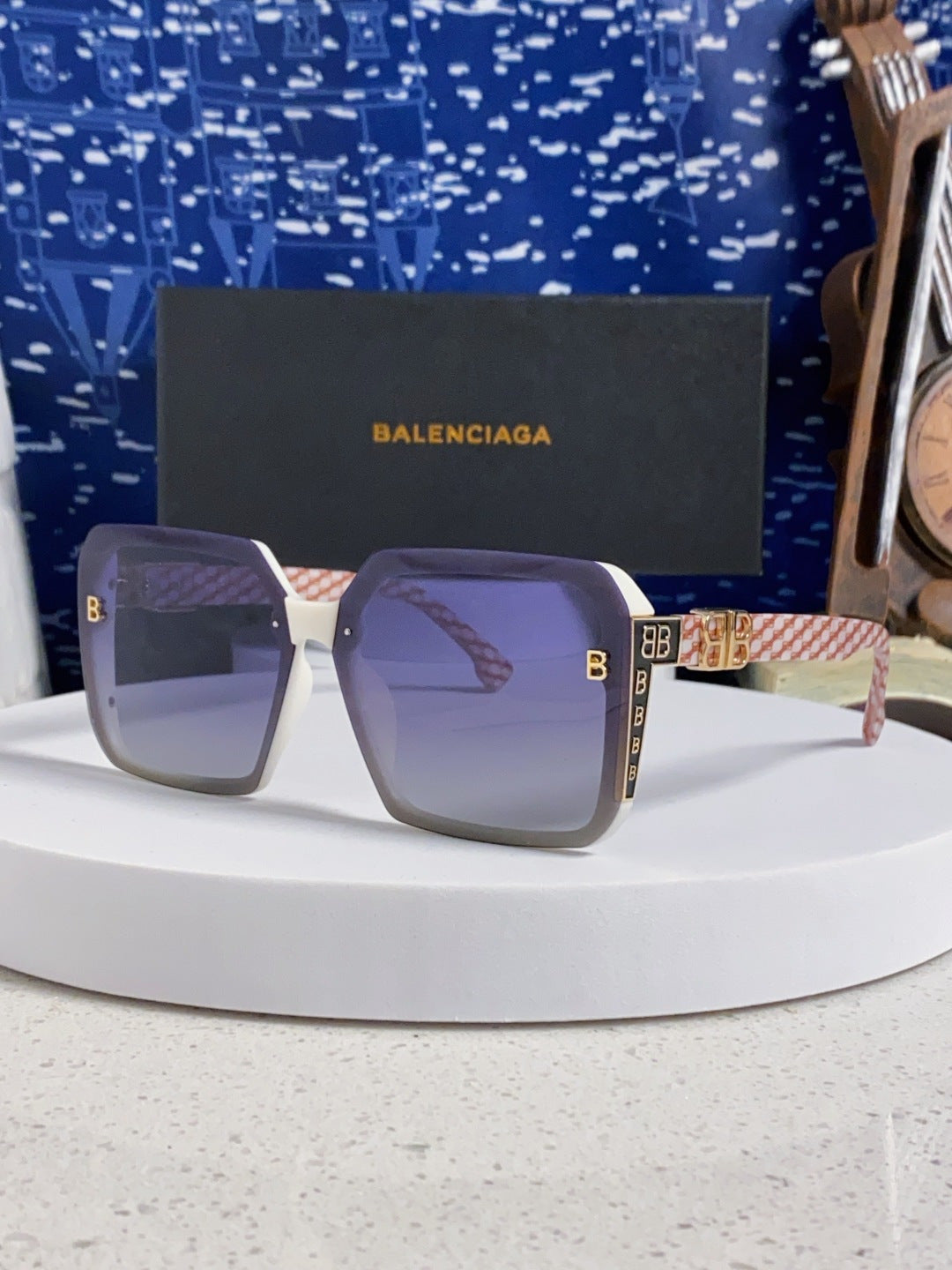 Balenciaga Square Blue Lens Sunglasses for Men & Women - 432556
