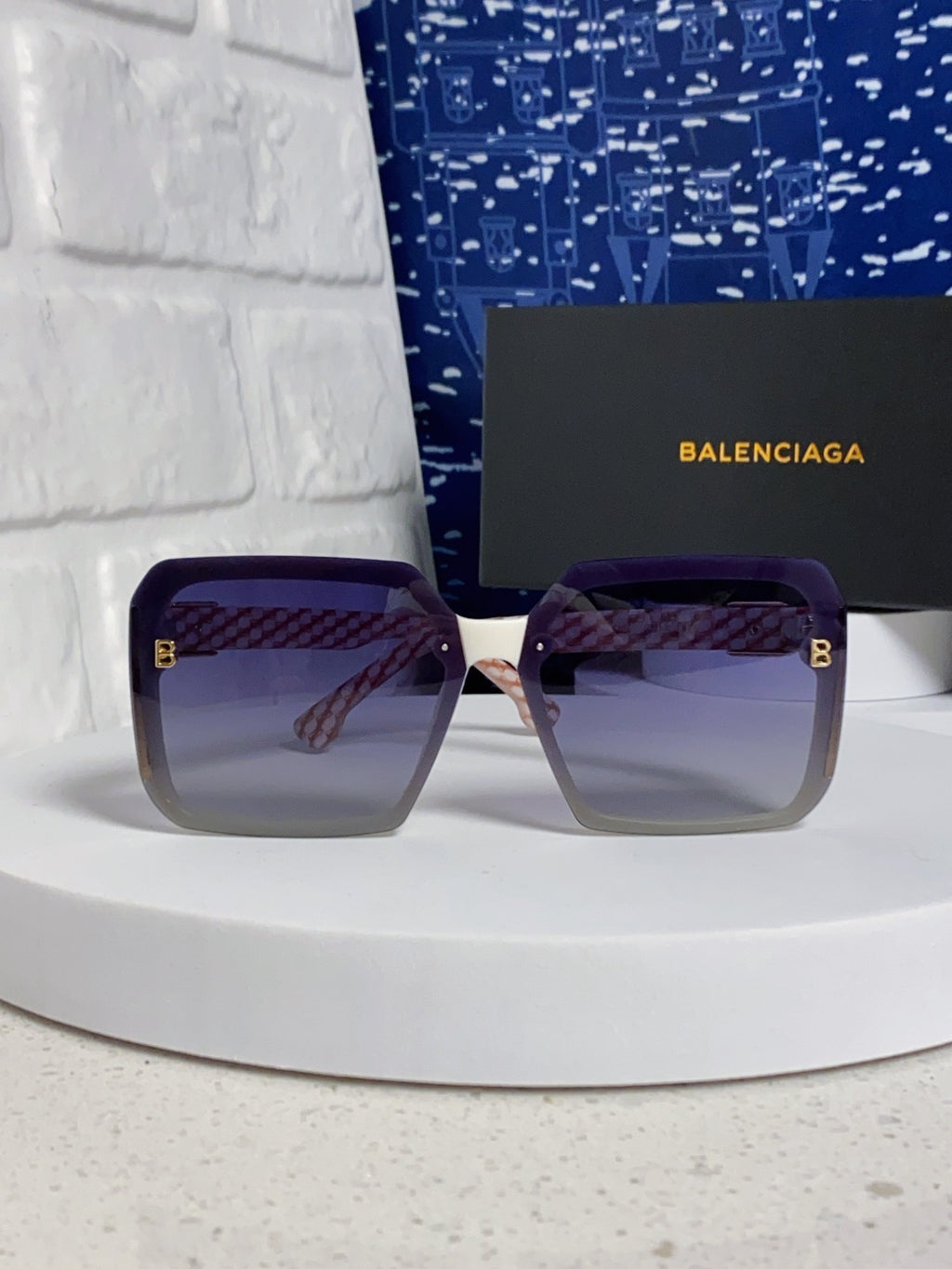 Balenciaga Square Blue Lens Sunglasses for Men & Women - 158573 - detail image 2