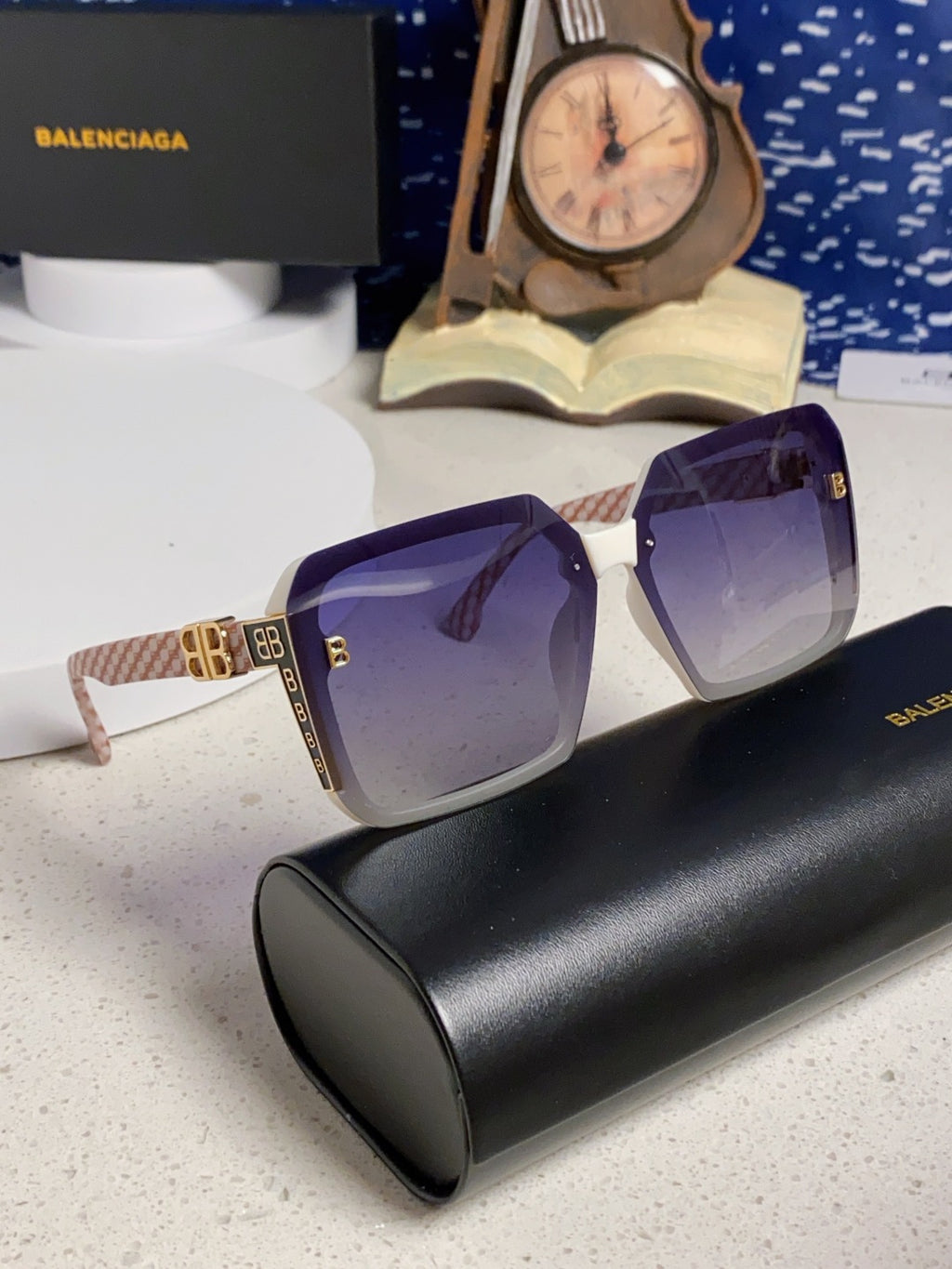 Balenciaga Square Blue Lens Sunglasses for Men & Women - 158573 - detail image 9