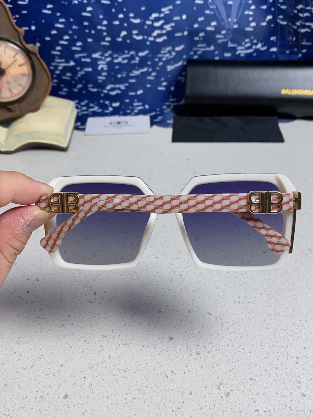 Balenciaga Square Blue Lens Sunglasses for Men & Women - 432556 - detail image 5