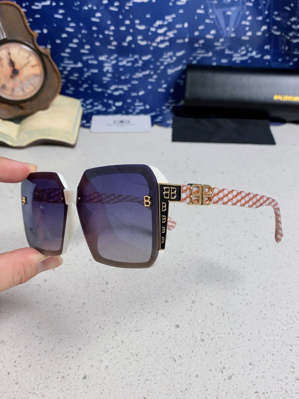 Balenciaga Square Blue Lens Sunglasses for Men & Women - 432556 - detail image 6