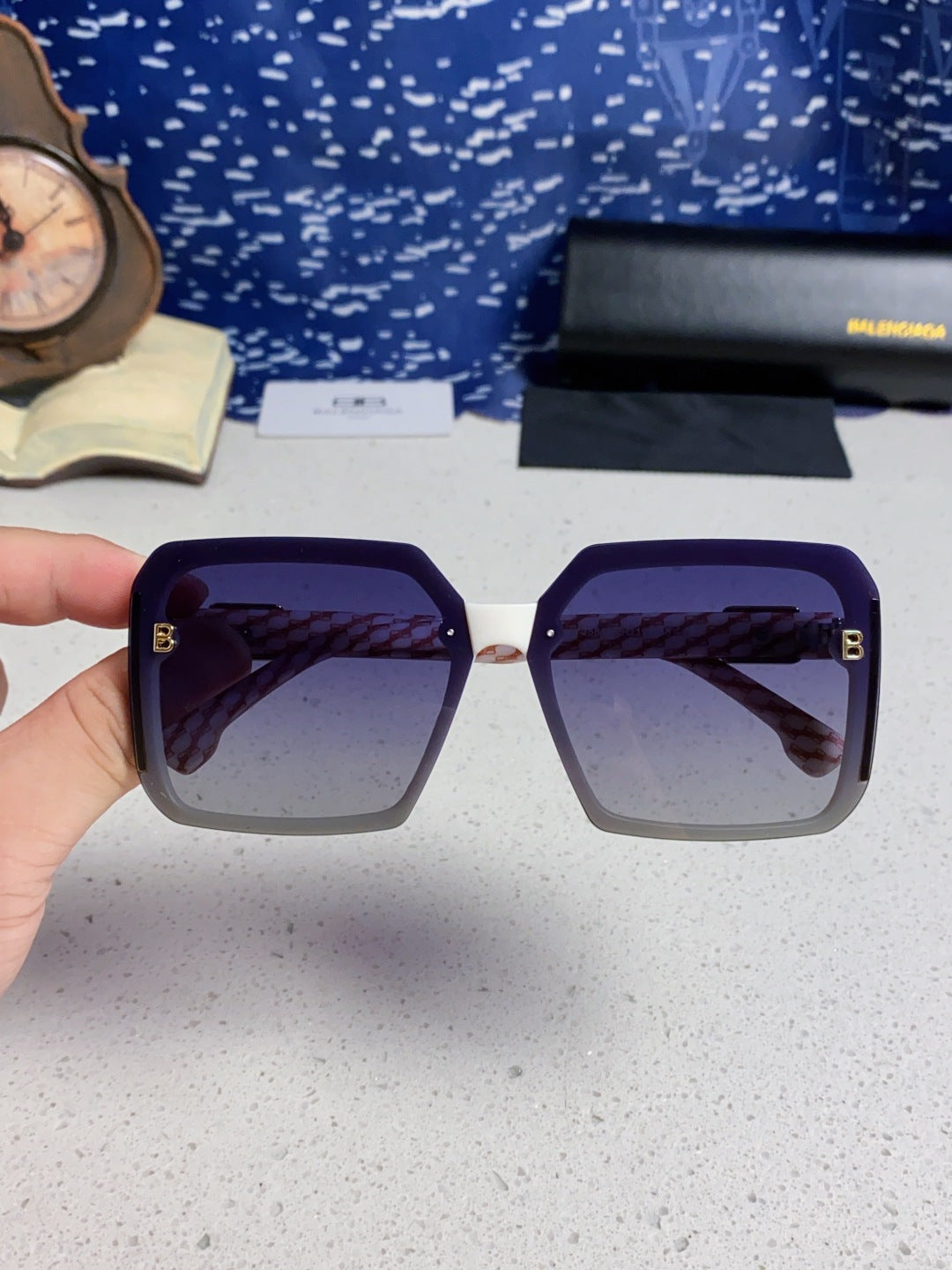 Balenciaga Square Blue Lens Sunglasses for Men & Women - 158573 - detail image 4