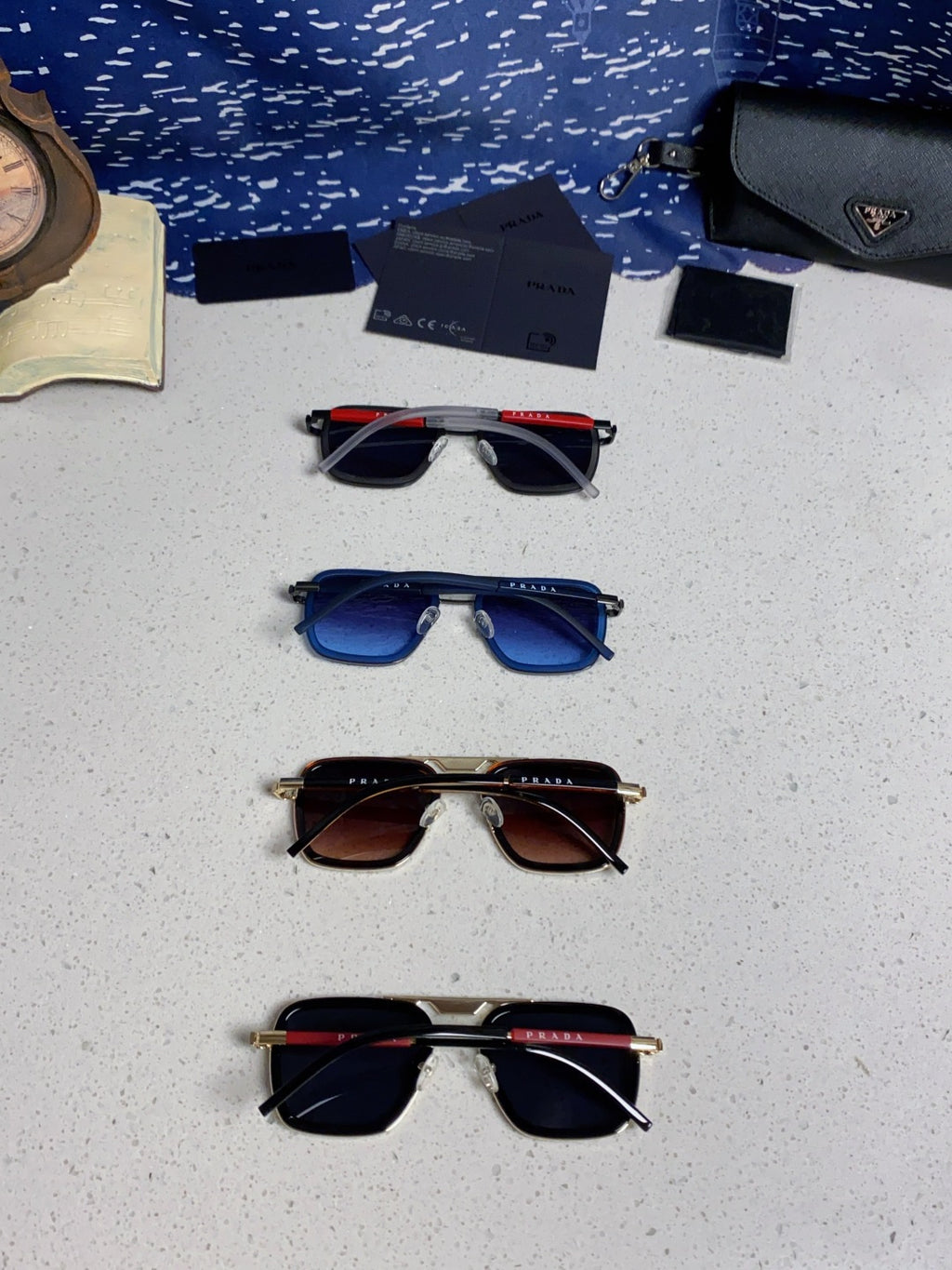 Prada Metal Square Blue Lens Sunglasses for Men & Women - 487052 - detail image 11