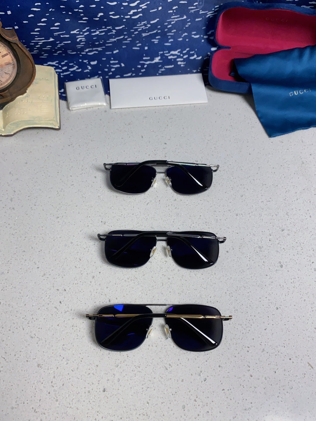 Gucci Polarized Aviator Black Lens Sunglasses for Men - 132288 - detail image 11