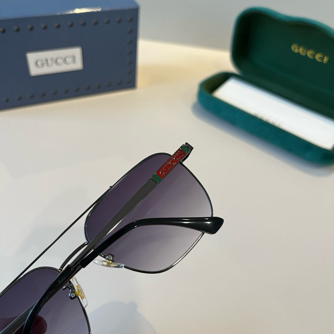 Gucci Metal Aviator Black Lens Sunglasses for Men & Women - 486338 - detail image 8