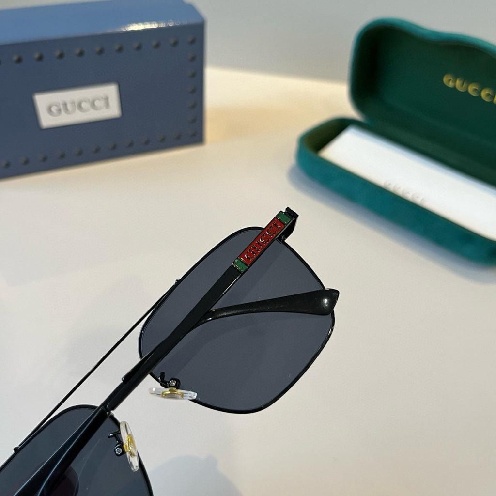 Gucci Metal Aviator Black Lens Sunglasses for Men & Women - 486340 - detail image 6