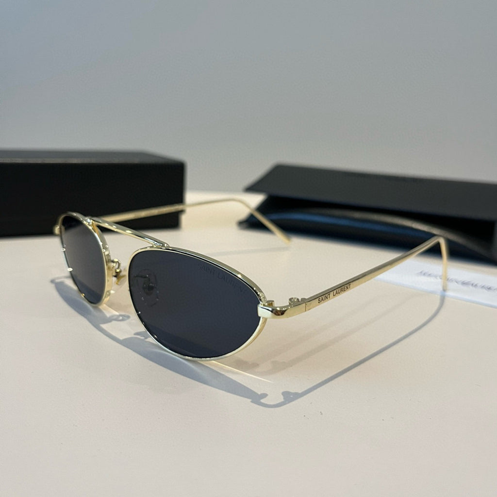 Saint Laurent Metal Cat-Eye Silver Lens Sunglasses for Men & Women - detail image 3