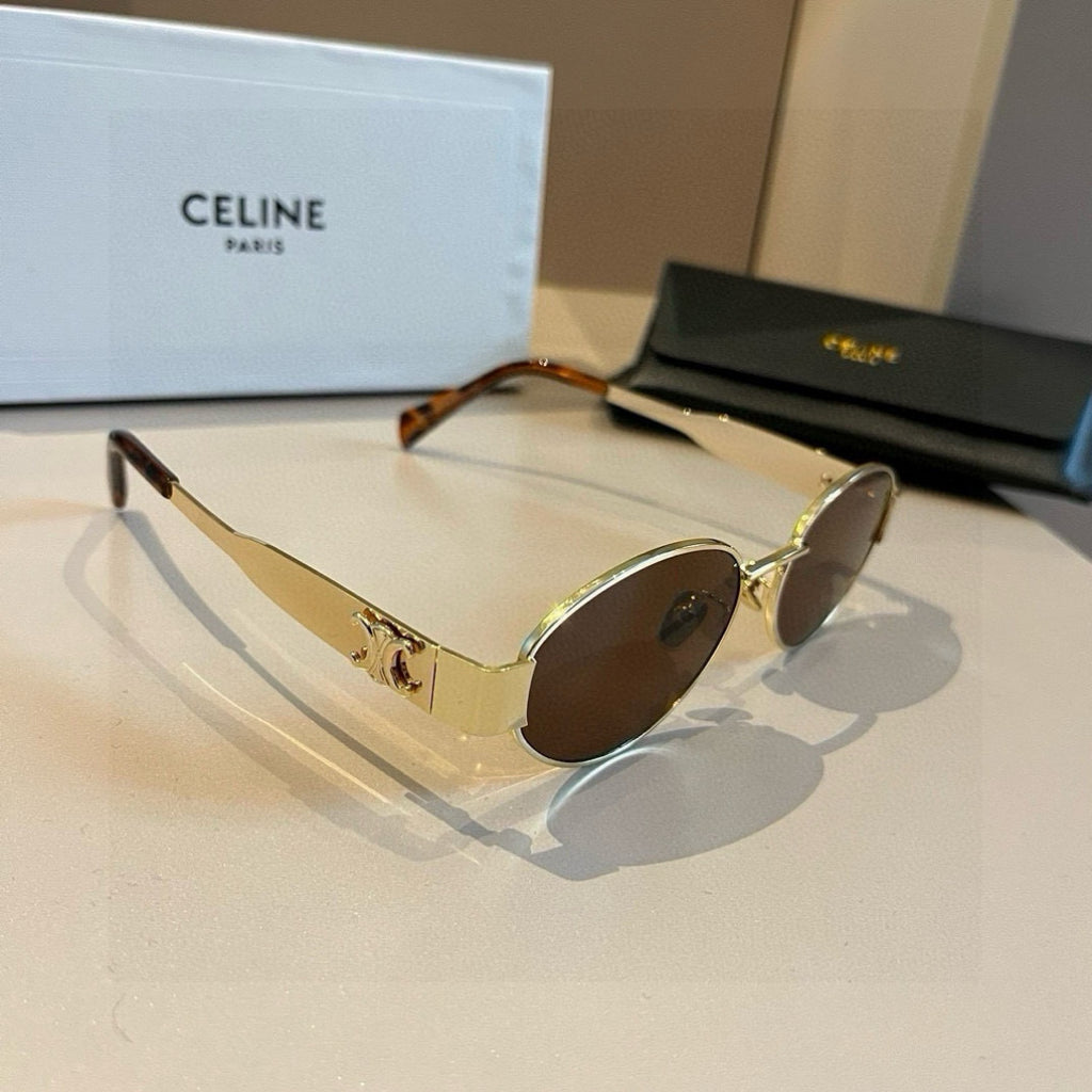 Celine Cat-Eye Gold Lens Sunglasses for Men & Women - 998070